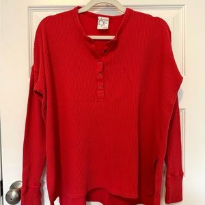 Offline by Aerie Red/Orange Waffle Button Up Shirt - size S - worn once!